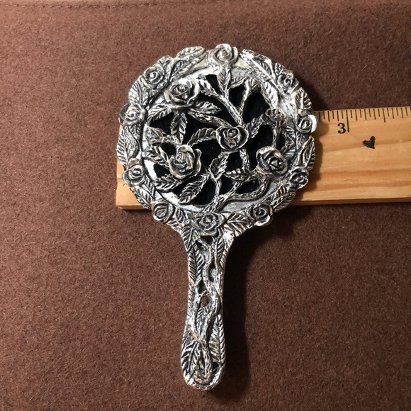 Vintage Handheld Metal Purse Mirror - Picture 4 of 6